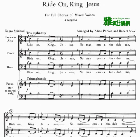 Ride On, King Jesus 阿卡贝拉合唱谱