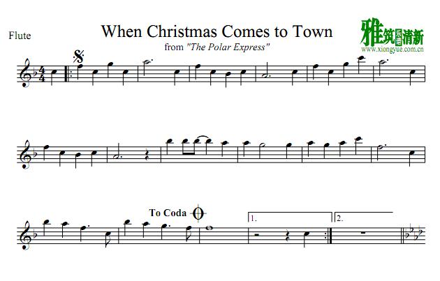 When Christmas Comes to Town 长笛谱