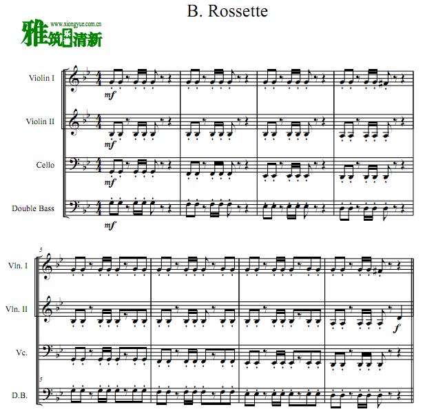 B.Rossette 白色巨塔 二小提大提低音提琴 弦乐四重奏谱