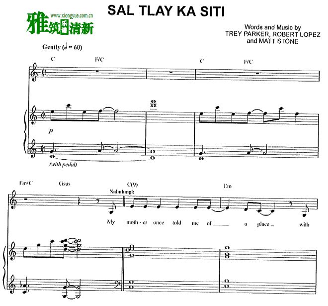摩门经 - Sal Tlay Ka Siti钢琴伴奏声乐谱