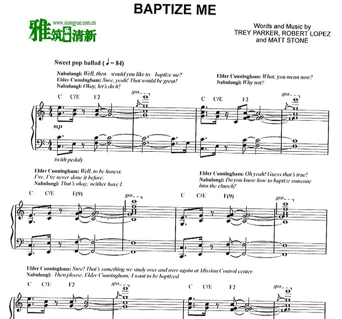 摩门经- Baptize Me 声乐钢琴伴奏谱