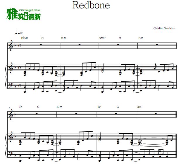 逃出绝命镇插曲 Redbone歌谱 原谱 弹唱钢琴谱
