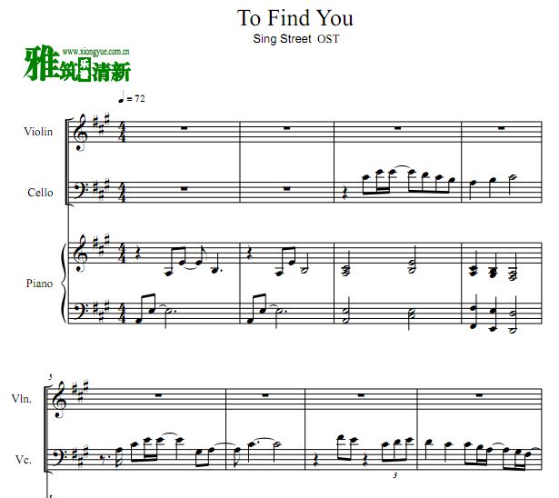 To Find You 小提大提钢琴三重奏谱