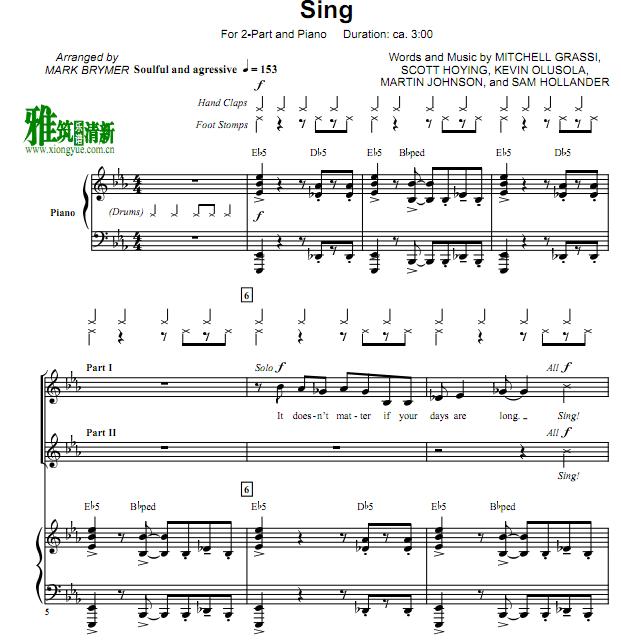 sing 2声部合唱钢琴伴奏谱
