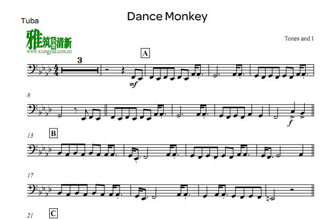 Dance Monkey 大号谱-Tuba