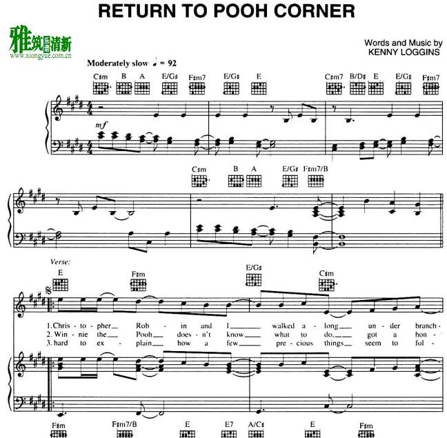 Return to Pooh Corner钢琴谱