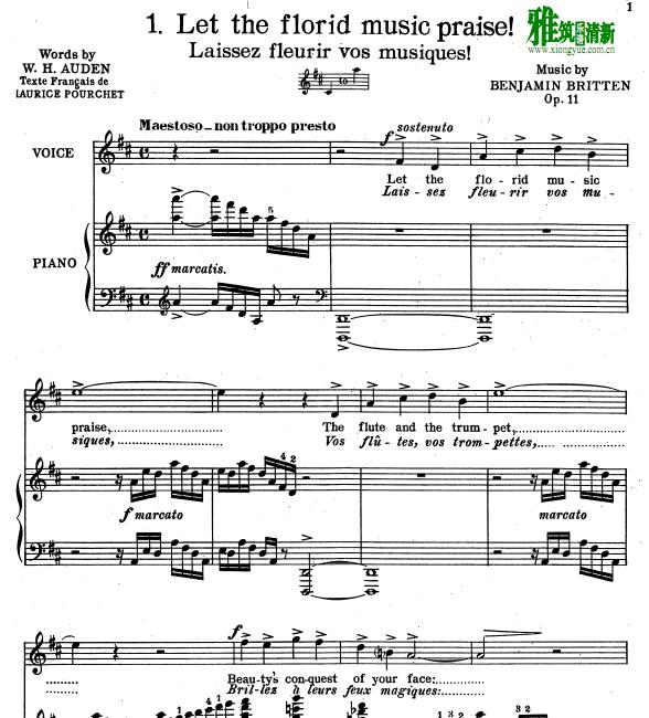 Benjamin Britten - On This Island 组曲 钢琴伴奏谱