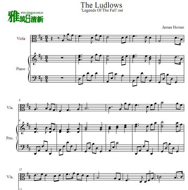 The Ludlows 燃情岁月中提琴钢琴伴奏谱