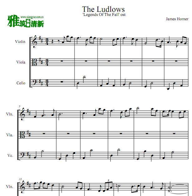 燃情岁月 The Ludlows 小提中提大提 弦乐三重奏谱