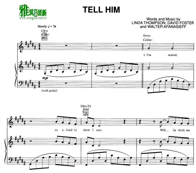 Barbra Streisand, Céline Dion - Tell Him钢琴谱