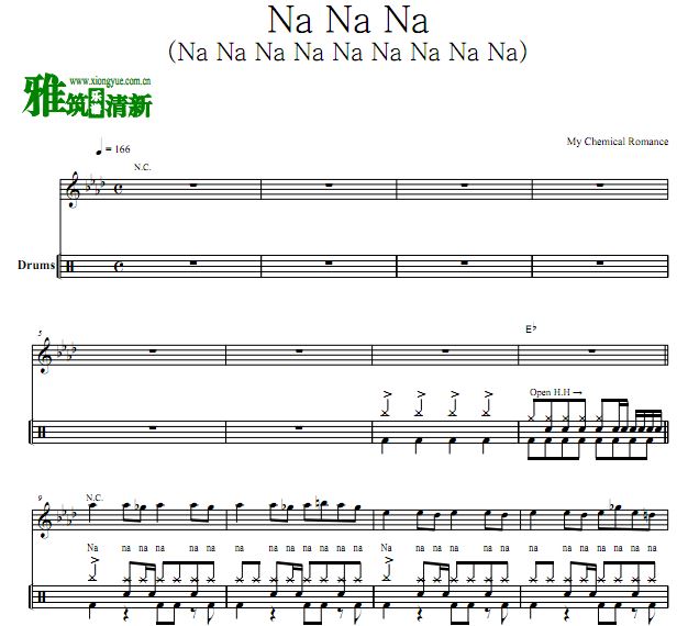 My Chemical Romance 乐队 -  Na Na Na 架子鼓谱
