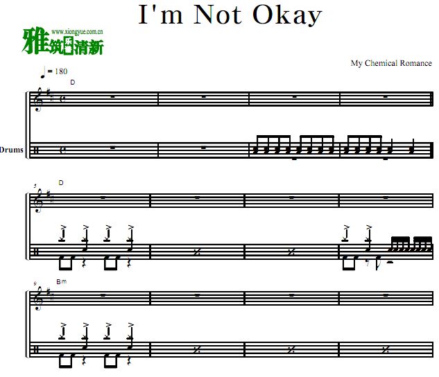 My Chemical Romance - I'm Not Okay 鼓谱