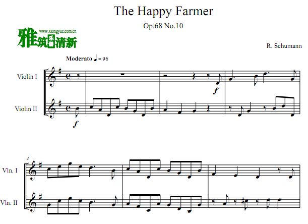快乐的农夫 Happy Farmer小提琴二重奏谱