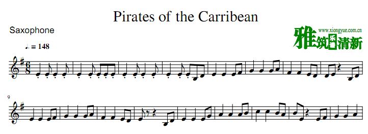 Pirates of the Caribbean 加勒比海盗萨克斯谱