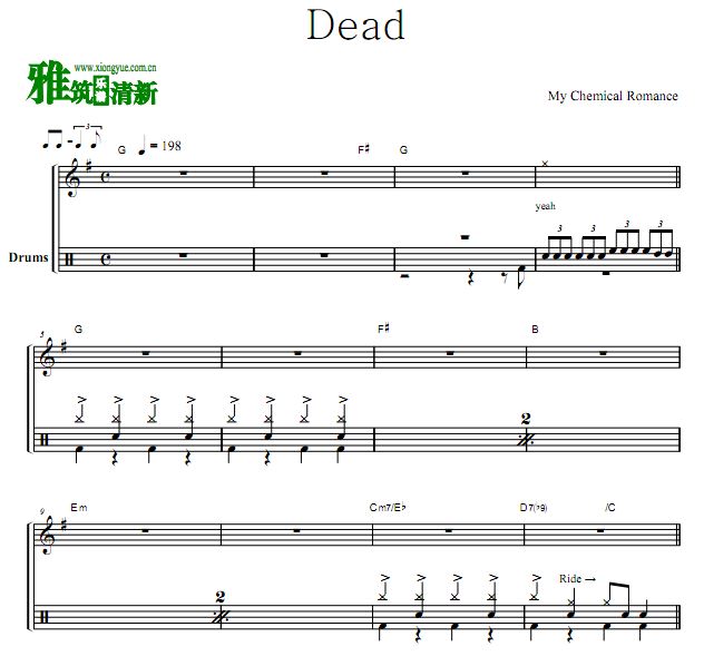 My Chemical Romance -  Dead 架子鼓谱