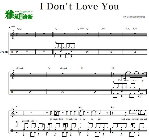 My Chemical Romance - I Don't Love You 鼓谱