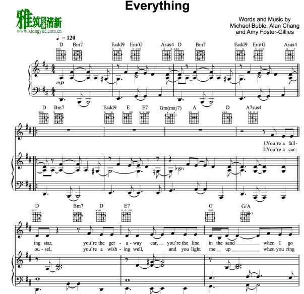 michael buble - everything钢琴伴奏谱