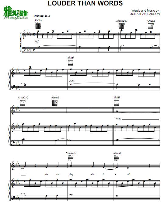 tick, tick… BOOM! - Louder Than Words钢琴伴奏谱