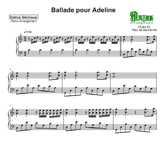 Dietmar Steinhauer - Ballade pour Adeline钢琴谱