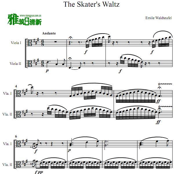 瓦尔德退费尔 The Skater's Waltz中提琴二重奏谱