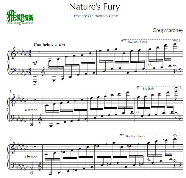 Greg Maroney - Nature's Fury钢琴谱