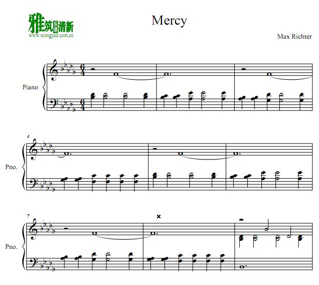 max richter - mercyg钢琴谱