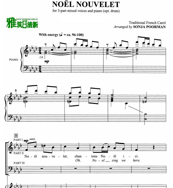 Noel Nouvelet 法语3声部合唱谱