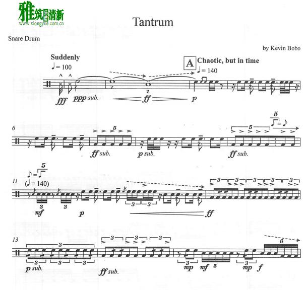 Kevin Bobo - tantrum 小军鼓谱