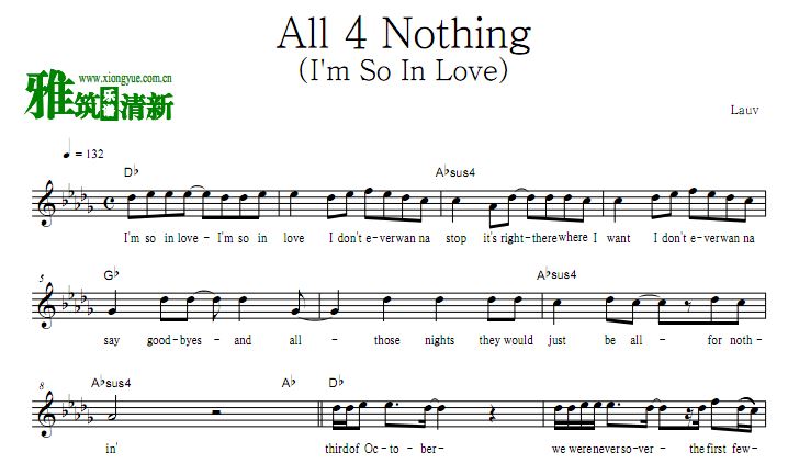 Lauv - All 4 Nothing歌谱 正谱