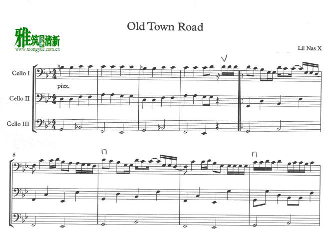 Old Town Road 大提琴三重奏谱