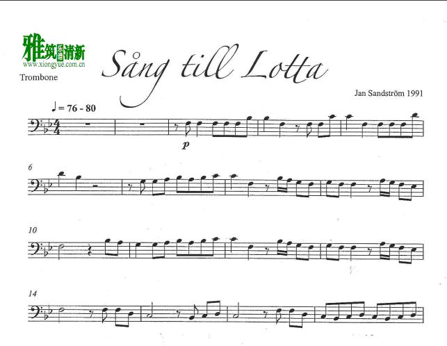 jan sandstrom - song to lotta长号谱