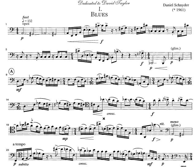 Daniel Schnyder - Sonata for Bass Trombone:blues 长号谱