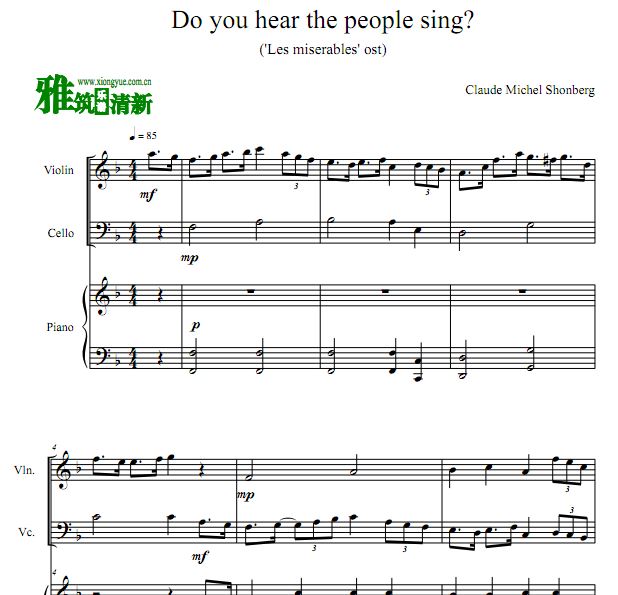 Do You Hear The People Sing钢琴三重奏谱