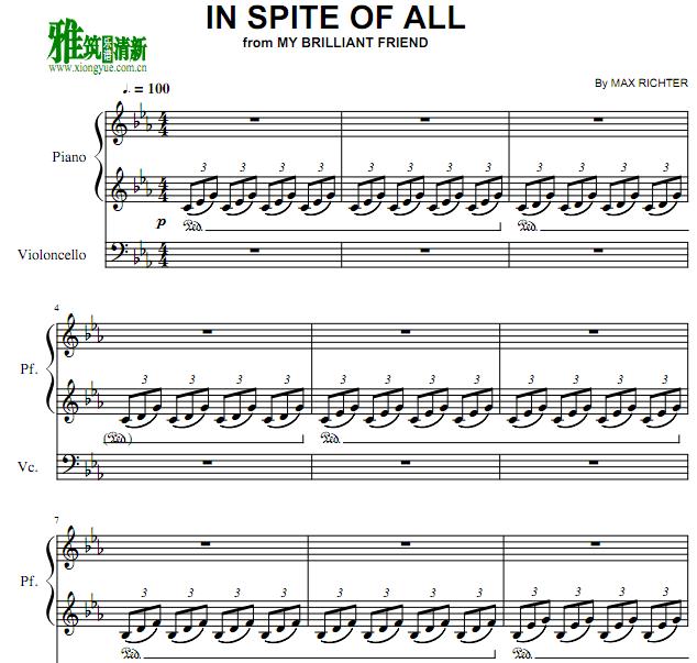 Max Richter - In Spite of All大提琴钢琴谱