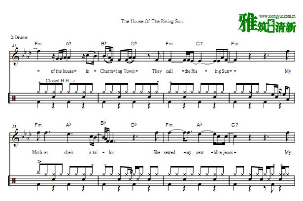 The White Buffalo - The House Of The Rising Sun 鼓谱