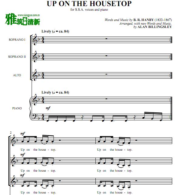 Up on the Housetop 三声合唱谱