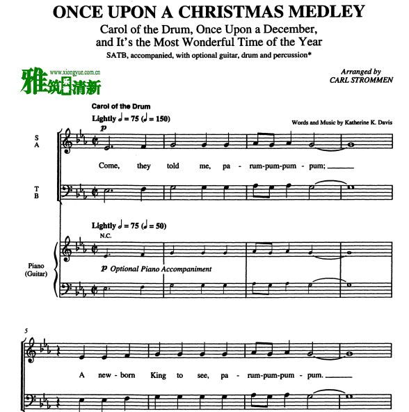 Once Upon a Christmas Medley 三首圣诞歌曲串烧四声部合唱谱