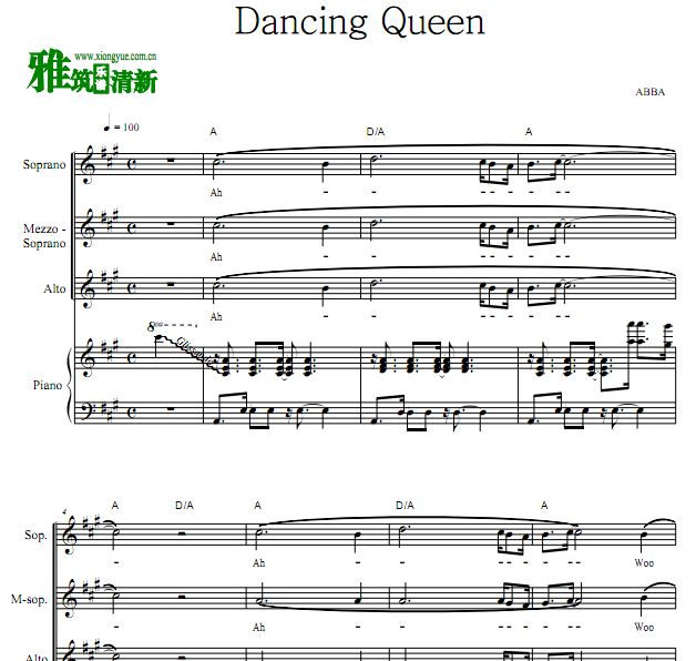 Dancing Queen 三声部合唱谱