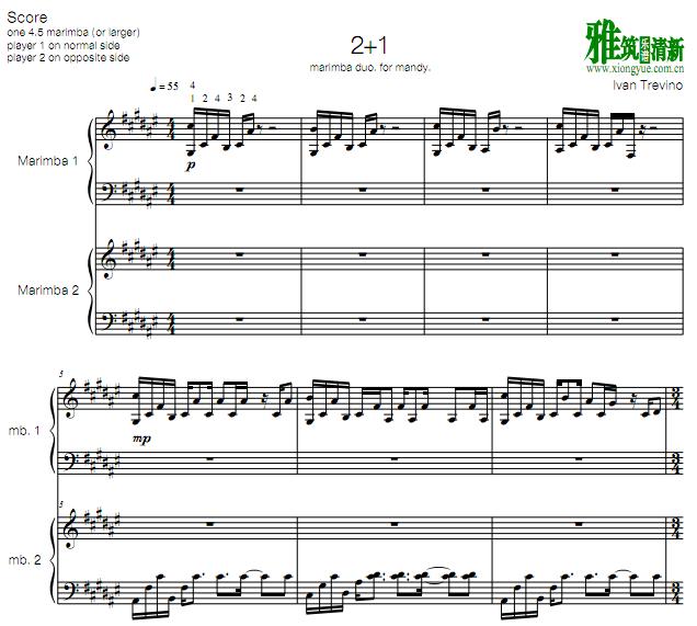 ivan trevino - 2+1马林巴二重奏谱