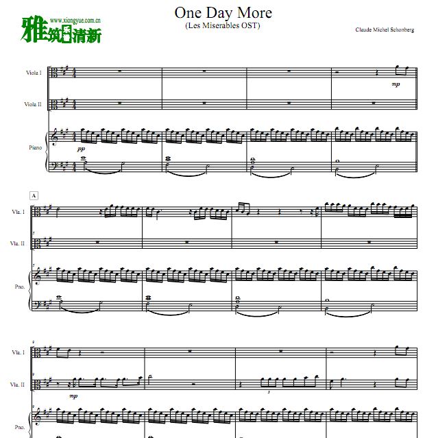 One Day More 中提琴钢琴三重奏谱
