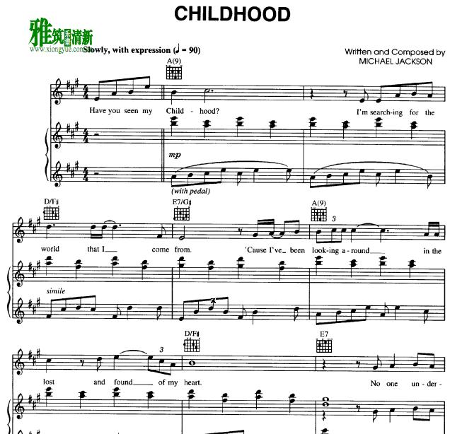 Michael Jackson childhood钢琴谱