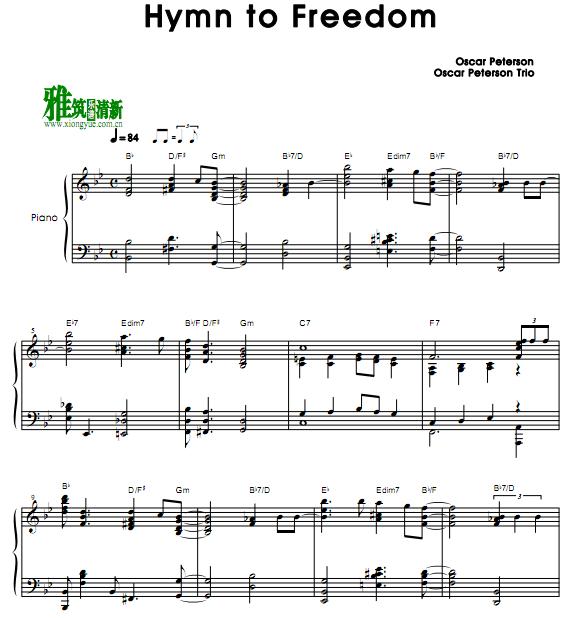 Oscar Peterson - Hymn to Freedom爵士钢琴谱
