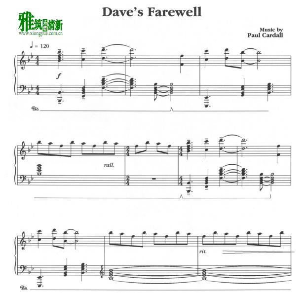 Paul Cardall - Dave's Farewell 钢琴谱
