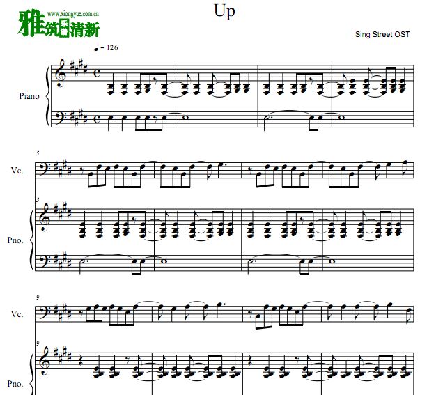 Sing Street 唱街插曲 Up 大提琴钢琴合奏谱
