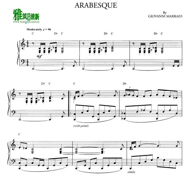 Giovanni Marradi乔瓦尼 - Arabesque钢琴谱