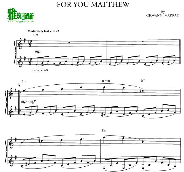 Giovanni Marradi乔瓦尼 - For you matthew钢琴谱
