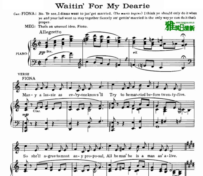 蓬岛仙舞 - Waiting for My Dearie声乐谱 钢琴谱
