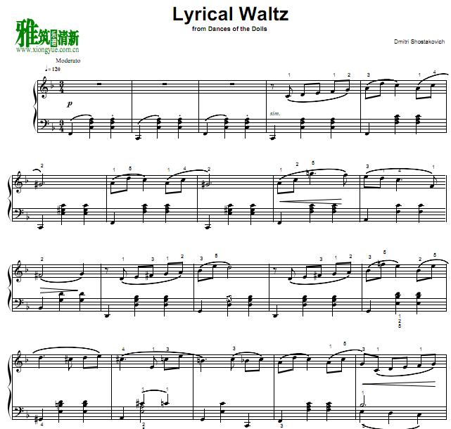 Shostakovich肖斯塔科维奇 Lyrical Waltz钢琴谱