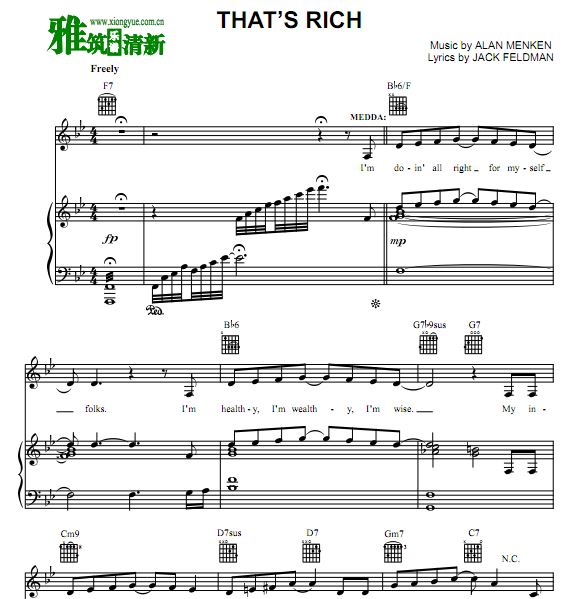 音乐剧 Newsies - That's Rich声乐正谱