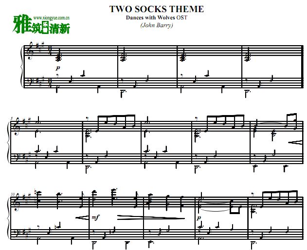 与狼共舞主题曲钢琴谱 - two socks theme钢琴谱